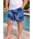 Short Estampado Elastano Plus Size Grande Bermuda praia Royal Folhas